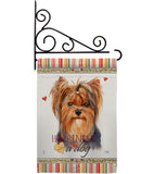 Yorkie Happiness - Pets Nature Vertical Impressions Decorative Flags HG110235 Made In USA