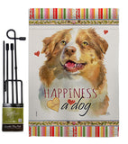 Yellow Australian Shepherd Happiness - Pets Nature Vertical Impressions Decorative Flags HG110240 Made In USA