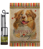 Yellow Australian Shepherd Happiness - Pets Nature Vertical Impressions Decorative Flags HG110240 Made In USA