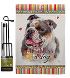 Merle Bulldog Happiness - Pets Nature Vertical Impressions Decorative Flags HG110245 Made In USA