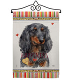 Blue Long Hair Dachshund Happiness - Pets Nature Vertical Impressions Decorative Flags HG110251 Made In USA
