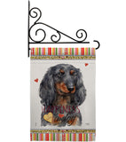Blue Long Hair Dachshund Happiness - Pets Nature Vertical Impressions Decorative Flags HG110251 Made In USA
