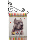 Blue Pitbull Happiness - Pets Nature Vertical Impressions Decorative Flags HG110264 Made In USA