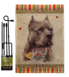 Blue Pitbull Happiness - Pets Nature Vertical Impressions Decorative Flags HG110264 Made In USA