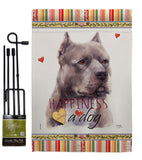 Blue Pitbull Happiness - Pets Nature Vertical Impressions Decorative Flags HG110264 Made In USA