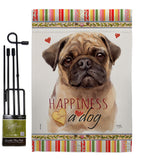 Fawn Pug Happiness - Pets Nature Vertical Impressions Decorative Flags HG110266 Made In USA