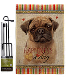 Fawn Pug Happiness - Pets Nature Vertical Impressions Decorative Flags HG110266 Made In USA