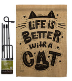 Better With a Cat - Pets Nature Vertical Impressions Decorative Flags HG137230 Made In USA