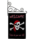 Enter at your own risk - Pirate Coastal Vertical Impressions Decorative Flags HG107045 Made In USA