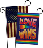 Love Wins - Support Inspirational Vertical Impressions Decorative Flags HG141312 Made In USA