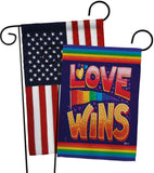 Love Wins - Support Inspirational Vertical Impressions Decorative Flags HG141312 Made In USA