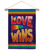 Love Wins - Support Inspirational Vertical Impressions Decorative Flags HG141312 Made In USA