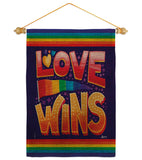 Love Wins - Support Inspirational Vertical Impressions Decorative Flags HG141312 Made In USA