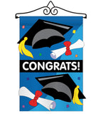 Congrats - School & Education Special Occasion Vertical Applique Decorative Flags HG115048