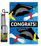 Congrats - School & Education Special Occasion Vertical Applique Decorative Flags HG115048