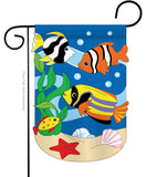 Tropical Fish - Sea Animals Coastal Vertical Applique Decorative Flags HG107024