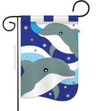 Dolphins - Sea Animals Coastal Vertical Applique Decorative Flags HG107025