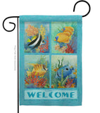 Tropical Fish Collage - Sea Animals Coastal Vertical Impressions Decorative Flags HG107051 Made In USA
