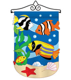 Tropical Fish - Sea Animals Coastal Vertical Applique Decorative Flags HG107024