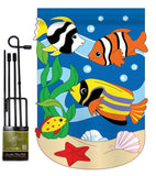 Tropical Fish - Sea Animals Coastal Vertical Applique Decorative Flags HG107024