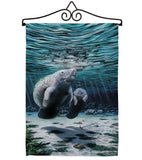 Manatees - Sea Animals Coastal Vertical Impressions Decorative Flags HG107049 Made In USA