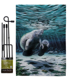 Manatees - Sea Animals Coastal Vertical Impressions Decorative Flags HG107049 Made In USA