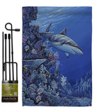 Shark Reef - Sea Animals Coastal Vertical Impressions Decorative Flags HG107050 Made In USA
