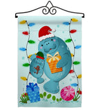 Manatees Christmas - Sea Animals Coastal Vertical Impressions Decorative Flags HG107075 Made In USA