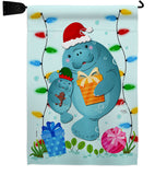 Manatees Christmas - Sea Animals Coastal Vertical Impressions Decorative Flags HG107075 Made In USA