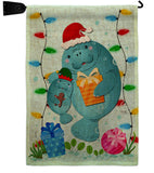 Manatees Christmas - Sea Animals Coastal Vertical Impressions Decorative Flags HG107075 Made In USA