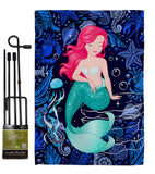 Beautiful Mermaid - Sea Animals Coastal Vertical Impressions Decorative Flags HG137622 Made In USA