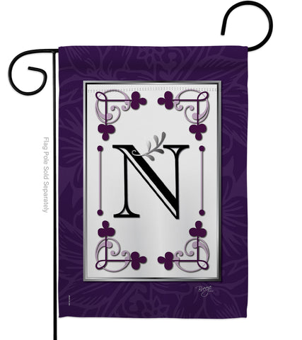 Classic N Initial - Simply Beauty Interests Vertical Impressions Decorative Flags HG130014 Made In USA