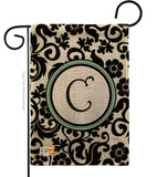 Damask C Initial - Simply Beauty Interests Vertical Impressions Decorative Flags HG130055 Made In USA