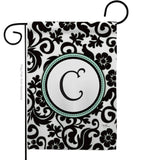 Damask C Initial - Simply Beauty Interests Vertical Impressions Decorative Flags HG130055 Made In USA