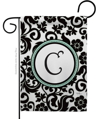 Damask C Initial - Simply Beauty Interests Vertical Impressions Decorative Flags HG130055 Made In USA