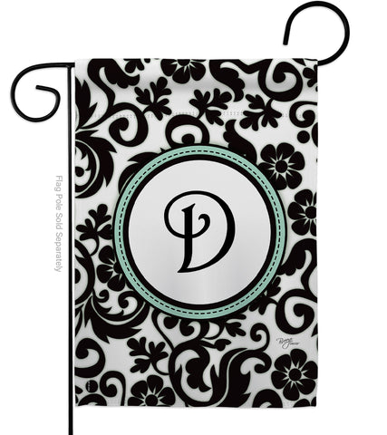 Damask D Initial - Simply Beauty Interests Vertical Impressions Decorative Flags HG130056 Made In USA