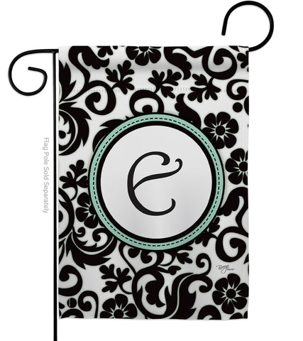 Damask E Initial - Simply Beauty Interests Vertical Impressions Decorative Flags HG130057 Made In USA