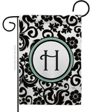 Damask H Initial - Simply Beauty Interests Vertical Impressions Decorative Flags HG130060 Made In USA