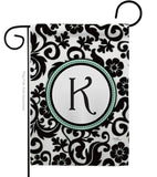 Damask K Initial - Simply Beauty Interests Vertical Impressions Decorative Flags HG130063 Made In USA