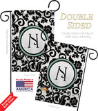 Damask N Initial - Simply Beauty Interests Vertical Impressions Decorative Flags HG130066 Made In USA