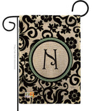 Damask N Initial - Simply Beauty Interests Vertical Impressions Decorative Flags HG130066 Made In USA