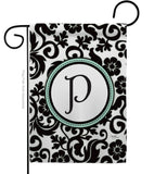 Damask P Initial - Simply Beauty Interests Vertical Impressions Decorative Flags HG130068 Made In USA