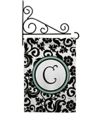 Damask C Initial - Simply Beauty Interests Vertical Impressions Decorative Flags HG130055 Made In USA