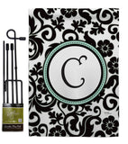 Damask C Initial - Simply Beauty Interests Vertical Impressions Decorative Flags HG130055 Made In USA