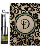 Damask D Initial - Simply Beauty Interests Vertical Impressions Decorative Flags HG130056 Made In USA