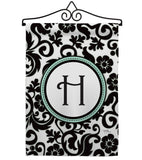 Damask H Initial - Simply Beauty Interests Vertical Impressions Decorative Flags HG130060 Made In USA