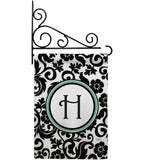 Damask H Initial - Simply Beauty Interests Vertical Impressions Decorative Flags HG130060 Made In USA