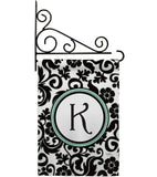 Damask K Initial - Simply Beauty Interests Vertical Impressions Decorative Flags HG130063 Made In USA