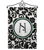 Damask N Initial - Simply Beauty Interests Vertical Impressions Decorative Flags HG130066 Made In USA