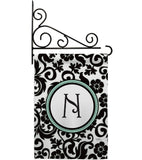 Damask N Initial - Simply Beauty Interests Vertical Impressions Decorative Flags HG130066 Made In USA